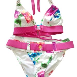 VENUS bikini bright pink, top size D,bottoms size Med.